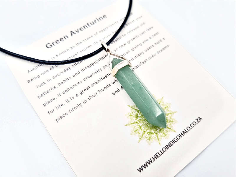 Green Aventurine Crystal Necklace (925 Silver)