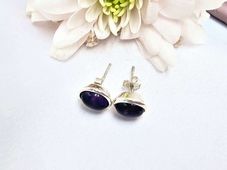 Oval Earrings Amethyst (925 Silver)