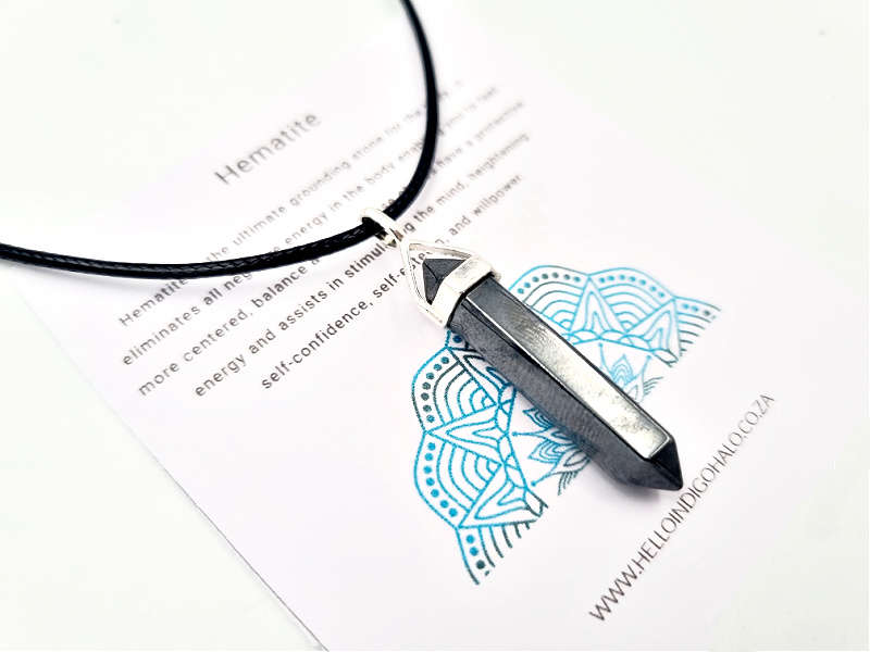 Hematite Crystal Point Necklace (925 Silver)