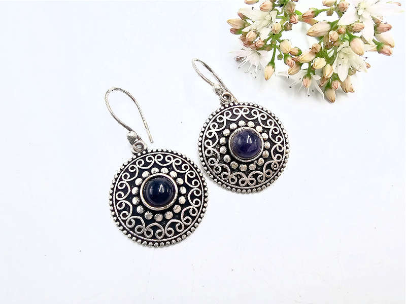 Bohemian Gemstone Earrings Amethyst