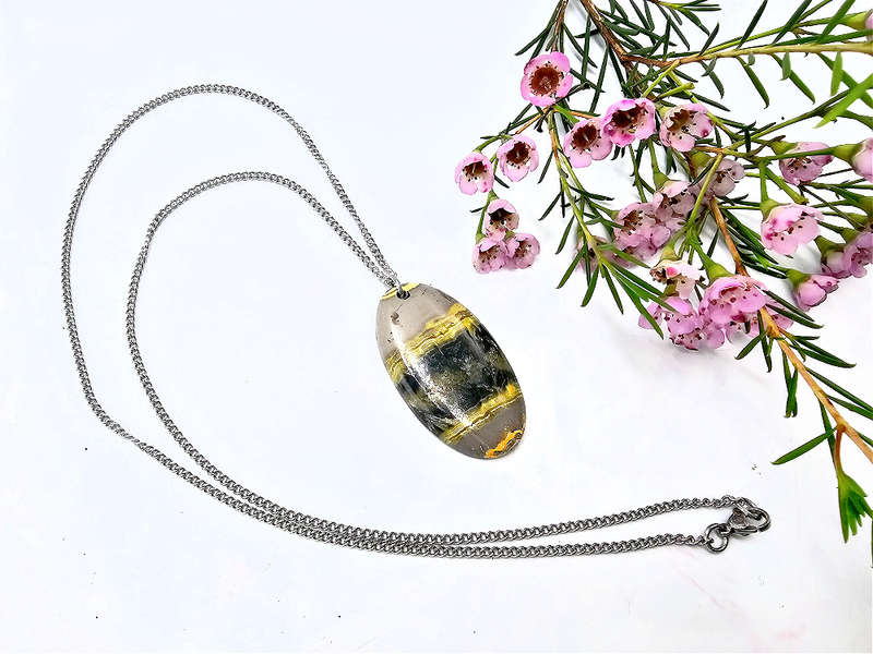 Bumble Bee Jasper Necklace Oval