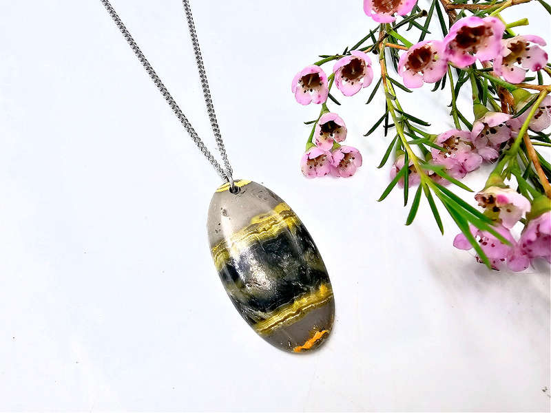 Bumble Bee Jasper Necklace Oval