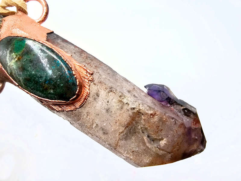 Cherezi Amethyst &amp; African Turquoise Copper Pendant