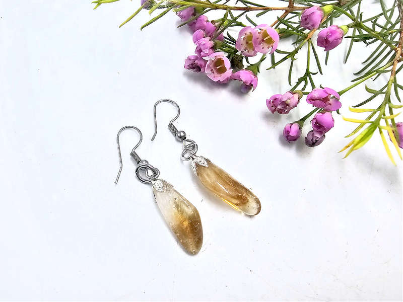 Citrine Drop Earrings (Stainless Steel)