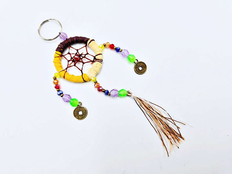 Dream Catcher &amp; Lucky Coin Keyring (Yellow)