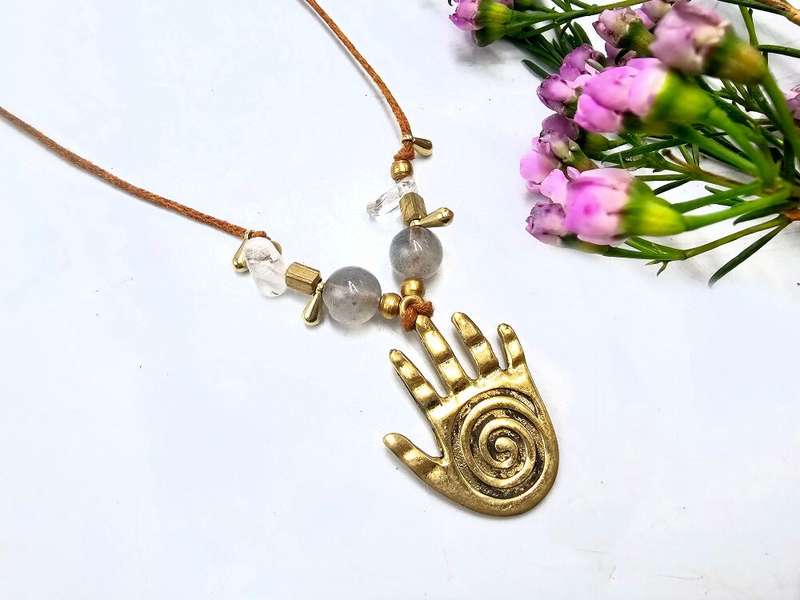 Healing Hand Brass Necklace