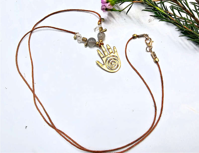Healing Hand Brass Necklace