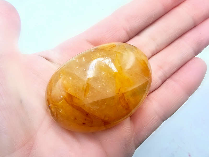 Hematoid Quartz Palm Stone (Golden Healer) B (96g)