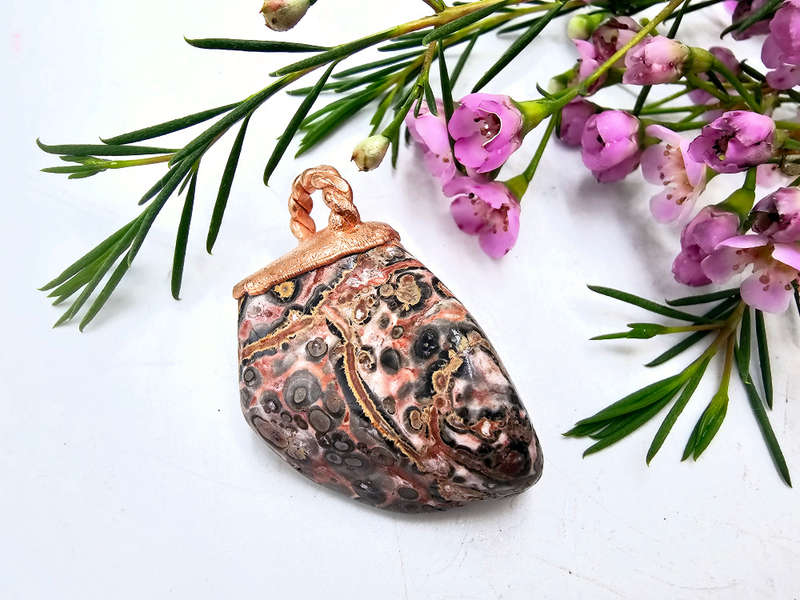 Leopard Skin Jasper Copper Pendant