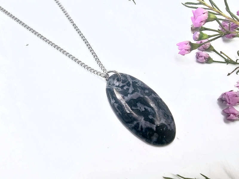 Merlinite (Gabbro) Necklace Oval