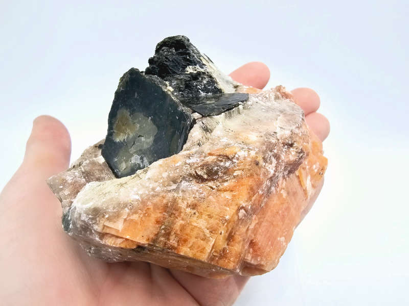 Orange Calcite &amp; Hexagonal Biotite Mica C (596g)