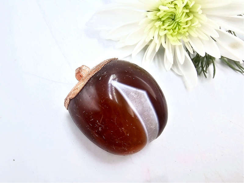 Red Agate Copper Pendant