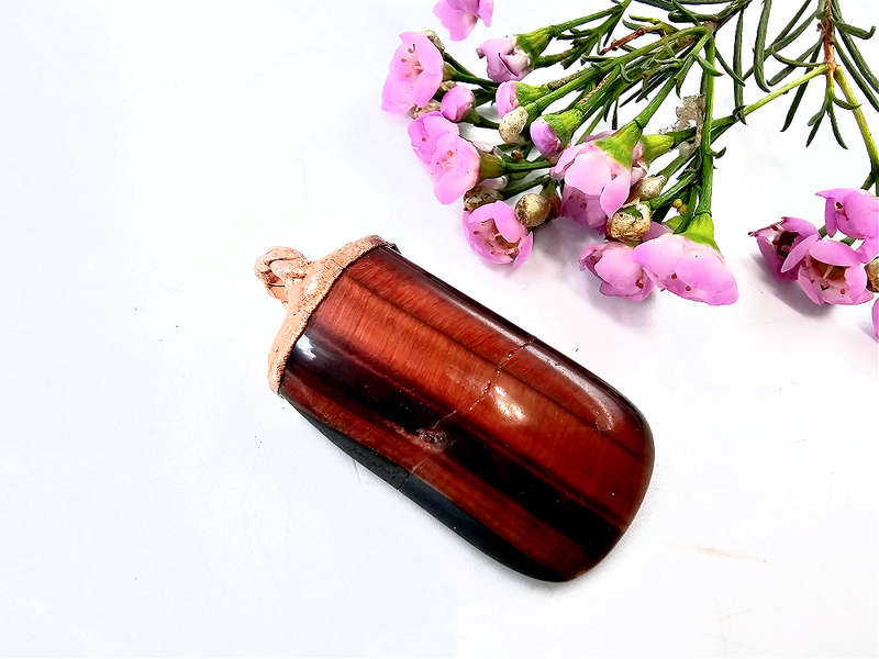 Red Tigers Eye Copper Pendant