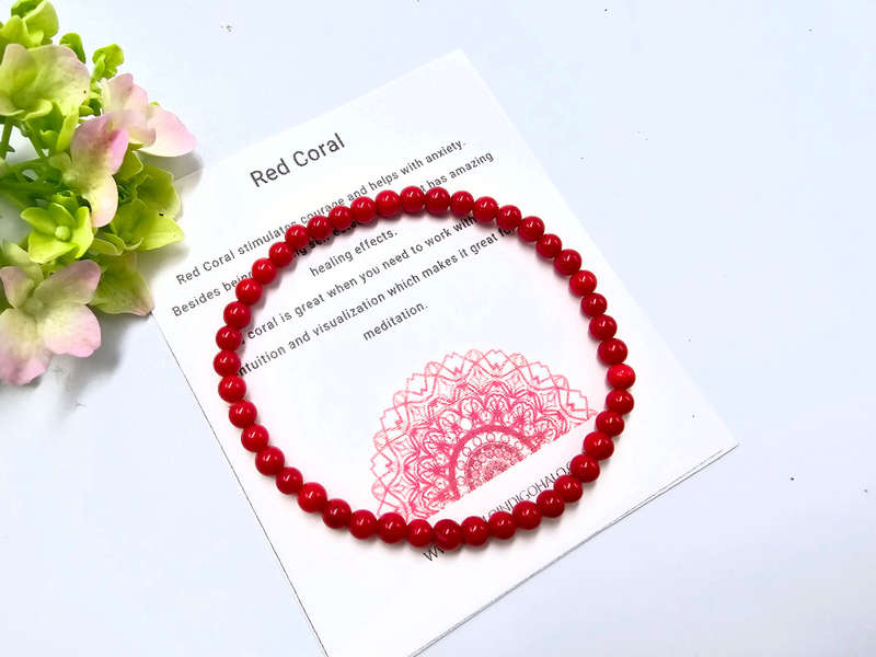 Red Coral Bangle (4mm)