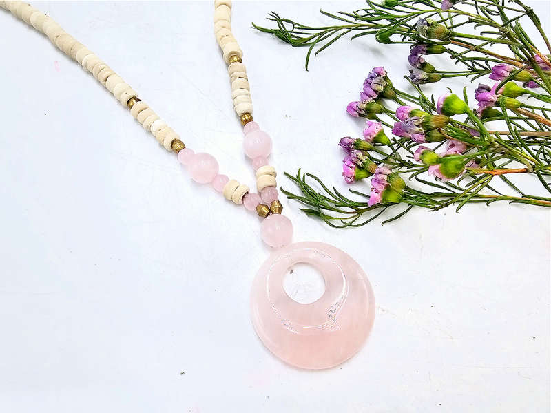 Rose Quartz Coconut Shell Necklace
