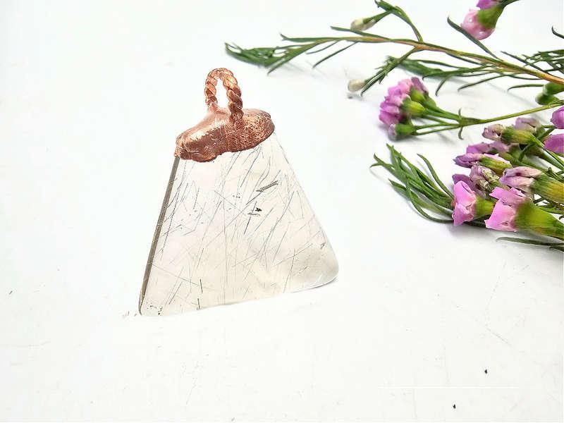 Rutilated Quartz Copper Pendant