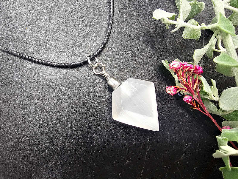 Selenite Diamond Shape Necklace