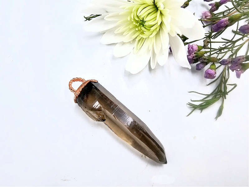 Smoky Quartz Copper Pendant B