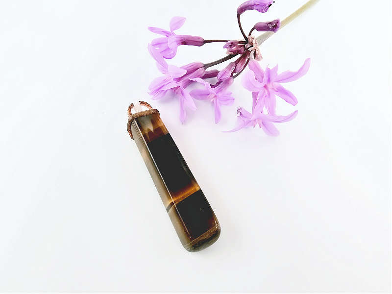Tigers Eye Polished Copper Pendant