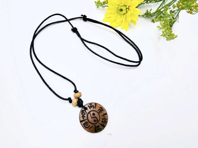 Yin Yang Necklace Brown