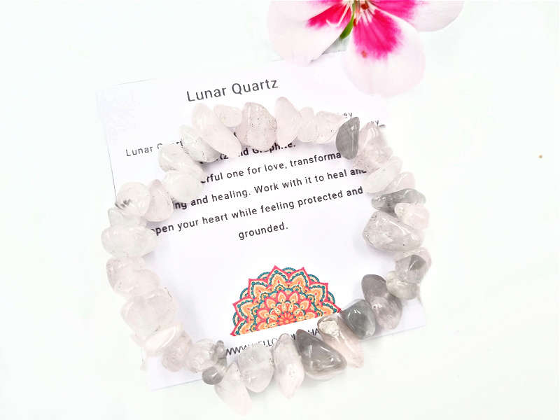 Lunar Quartz Gemstone Nugget Bangle (Chunky)