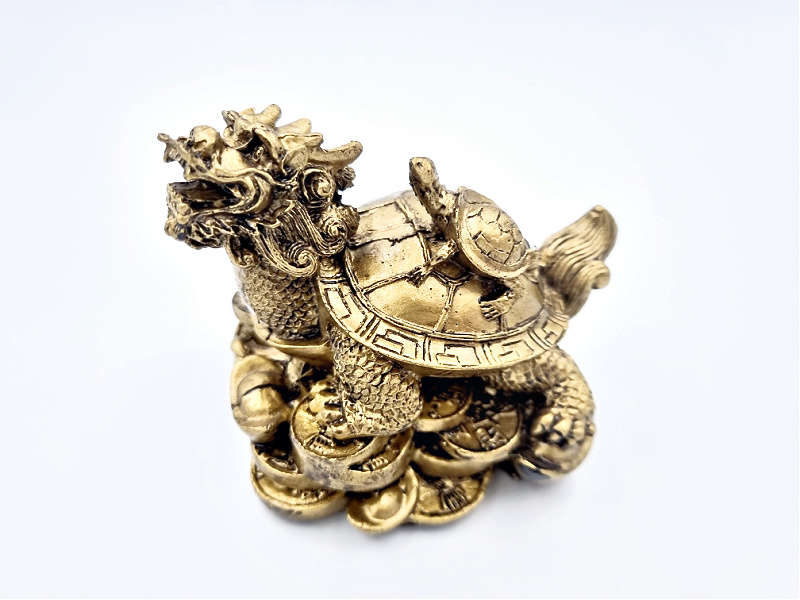 Gold Dragon Tortoise Statue 9cm (Luck)