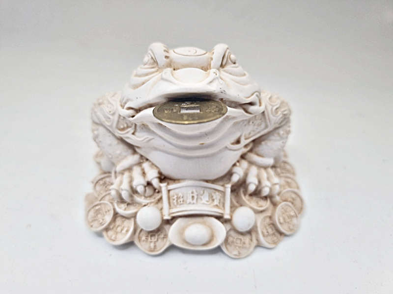 Money Frog Statue Large  White (11cm)
