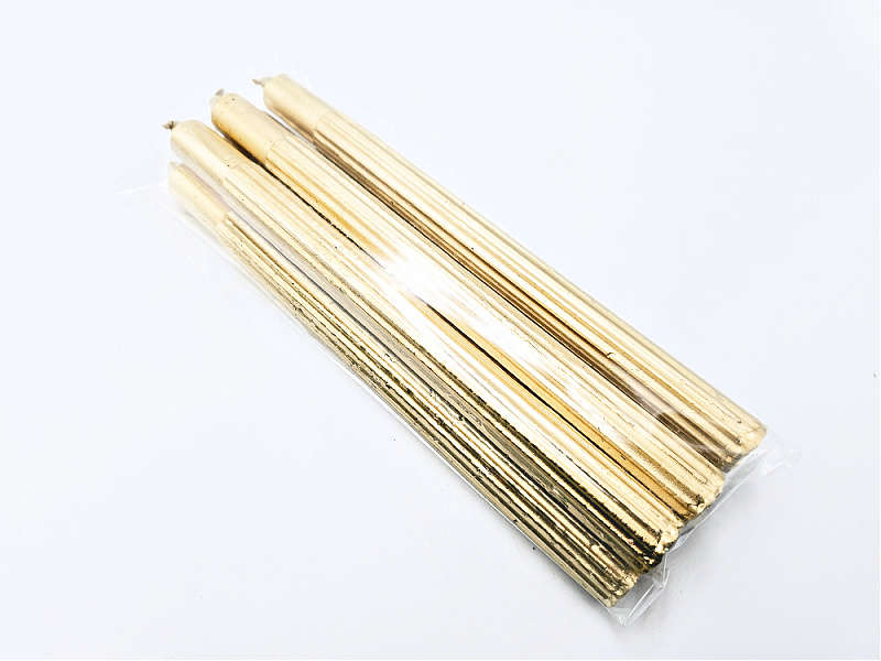 Gold Candles  Dipped 25cm - Pack of 6  (Prosperity)