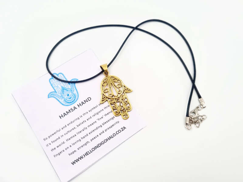 Hamsa Hand Brass Necklace