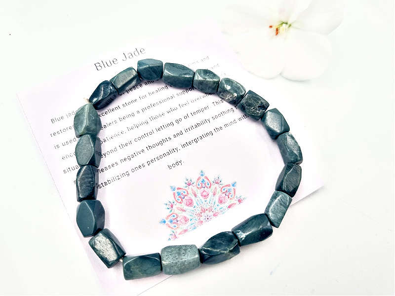Blue Jade Bangle Square Beads