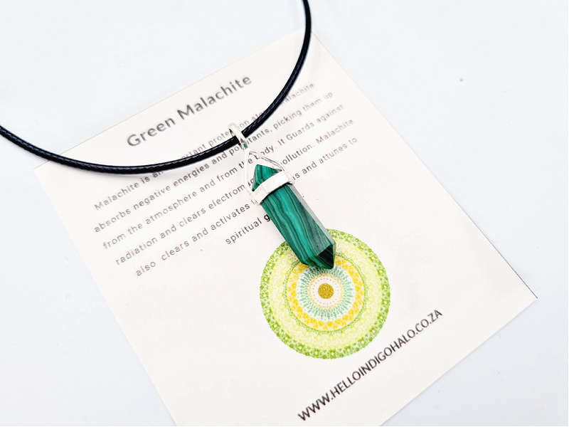 Green Malachite Crystal Necklace Mini  (925 Silver)