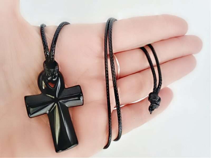 Black Obsidian Ankh Necklace (4cm)