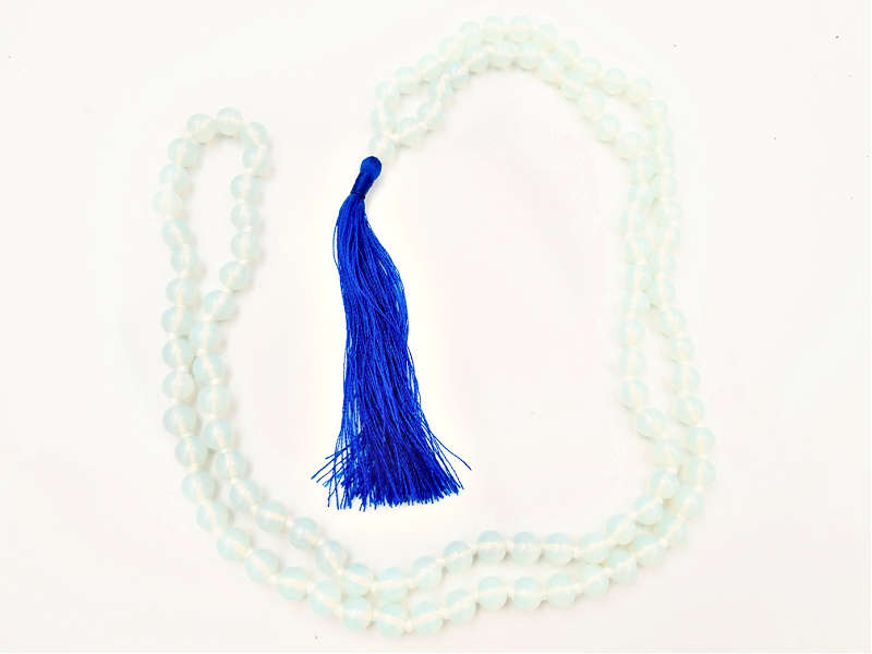 Opalite Mala Necklace (Blue Tassel)