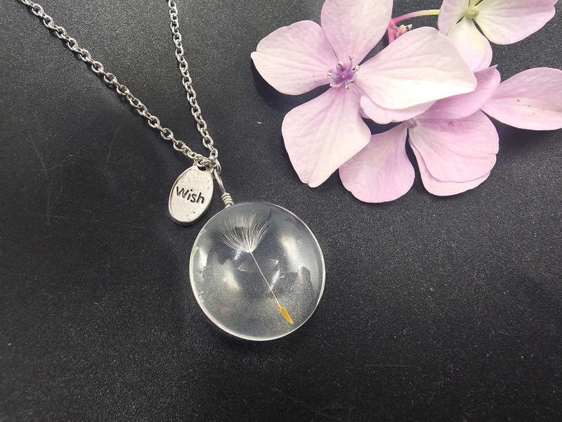 Dandelion Wish Necklace Flat