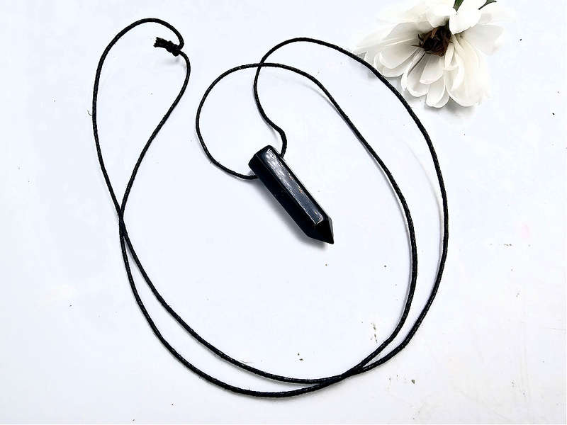 Black Obsidian Crystal Necklace Point (Protection)