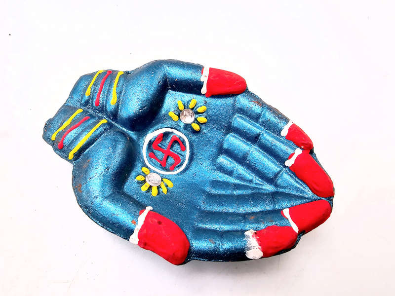 Clay Diya Pot Fancy - Blue Hands (Single)