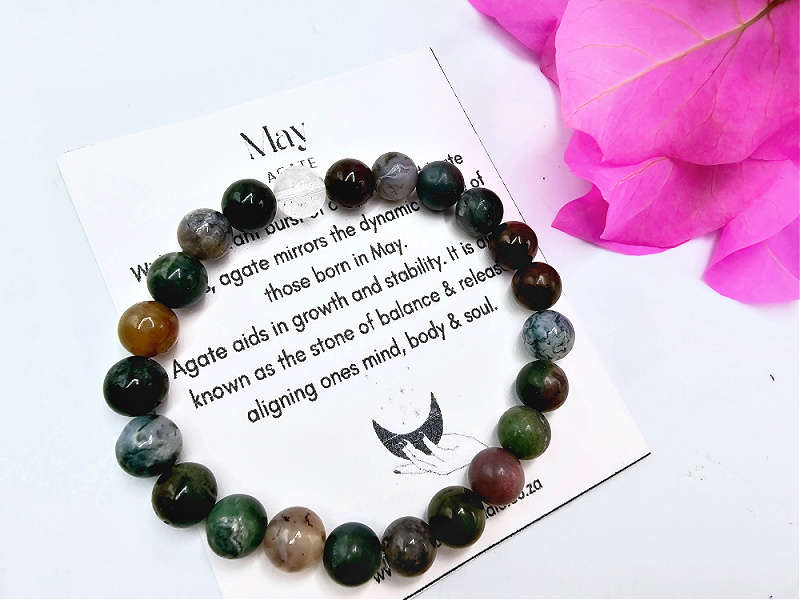 May  Birthstone Bangle Agate (8mm)