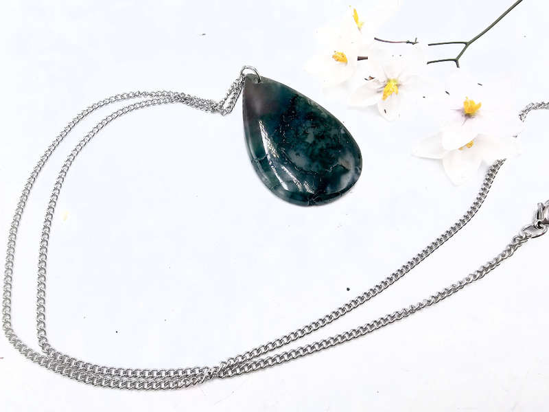 Moss Agate Drop Necklace