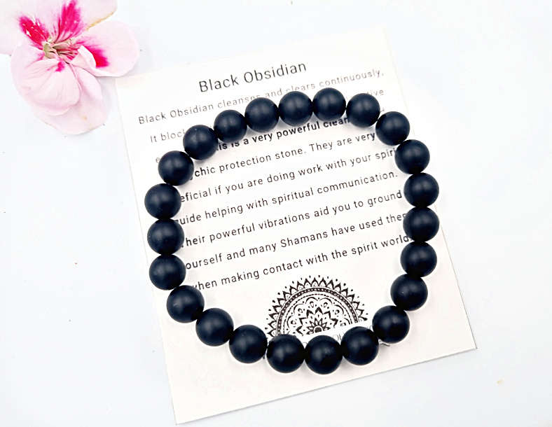 Matt Black Obsidian Bangle (8mm)