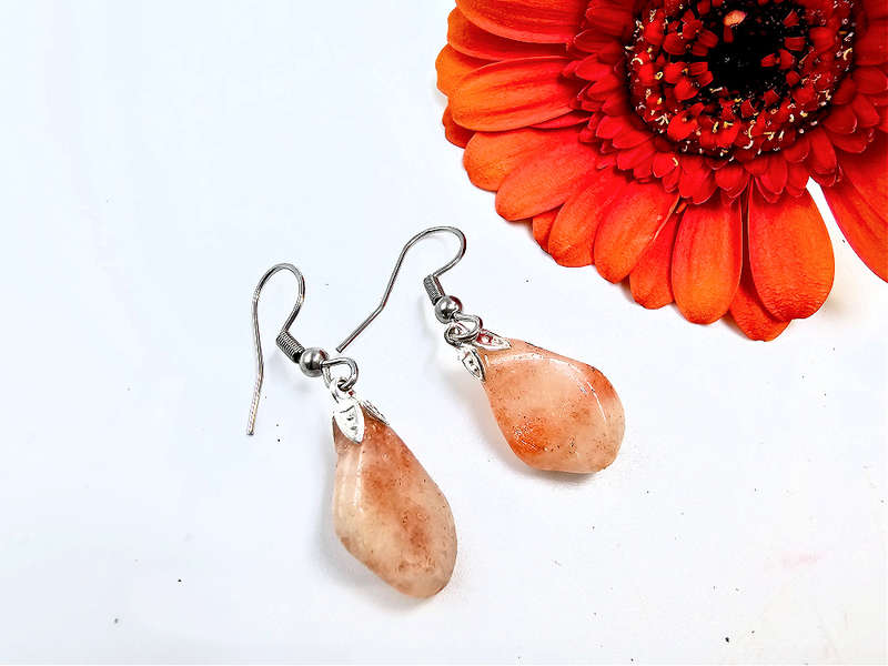 Sunstone Drop Earrings (Stainless Steel)