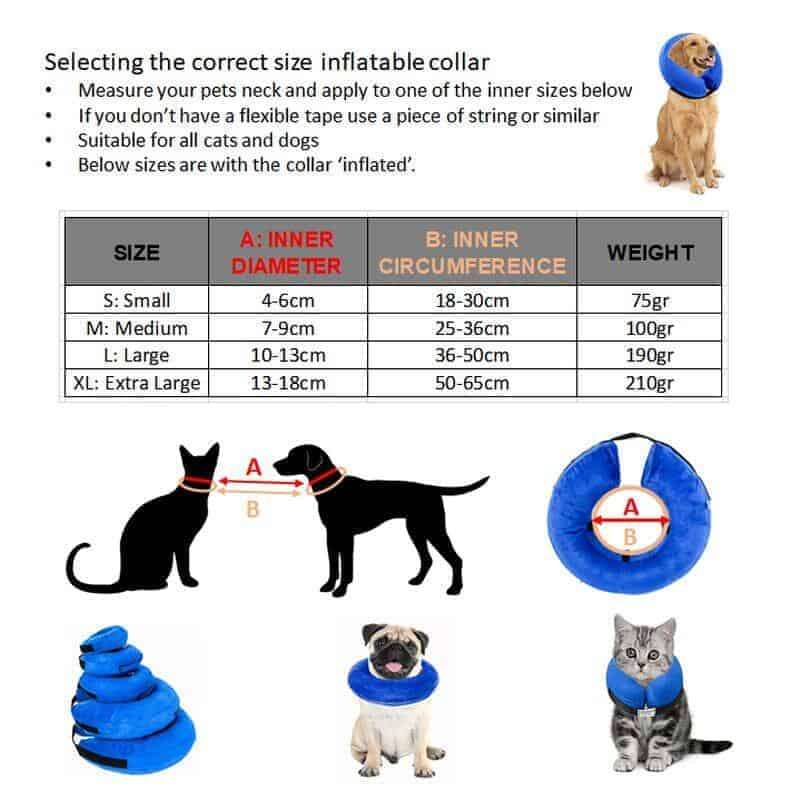 Protective Inflatable Pet Cone Collar for Dogs and Cats, Recovery Elizabeth Collar s,m,l,xl