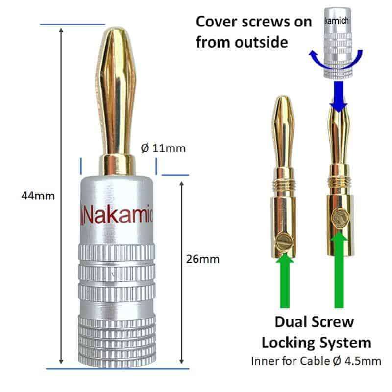 Nakamichi Speaker Connector Banana Straight Gold Plated - Pair