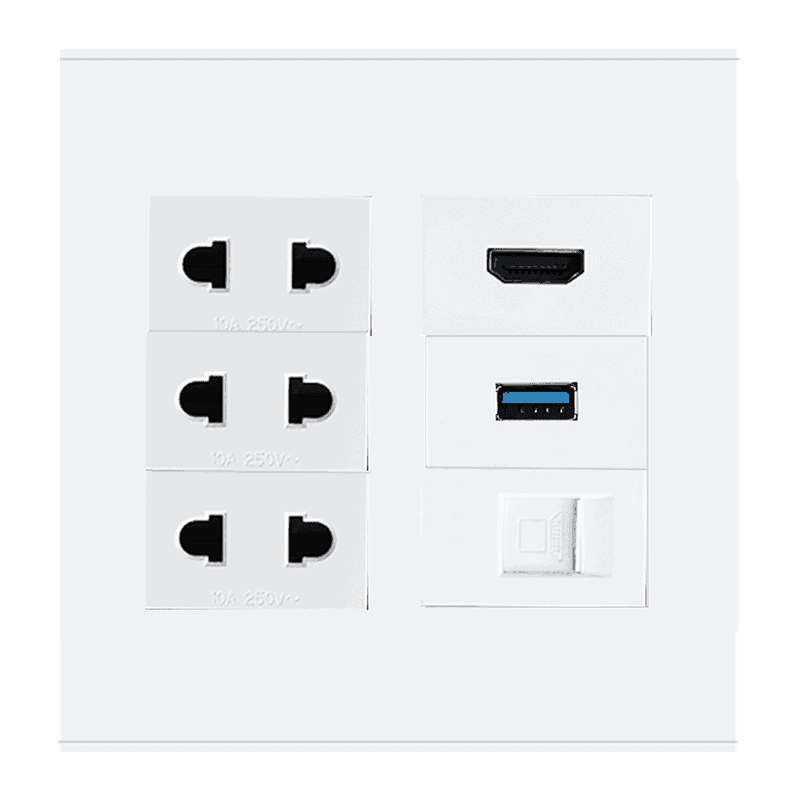 HTECH Wall Plate 4x4 HDMI USB Power RJ45 Network LAN