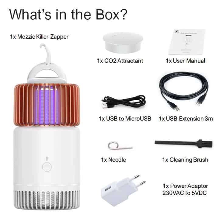 Mosquito Killer Bug Zapper, UV Lamp Trap with CO2 Attractant, Silent , Safe, USB Power