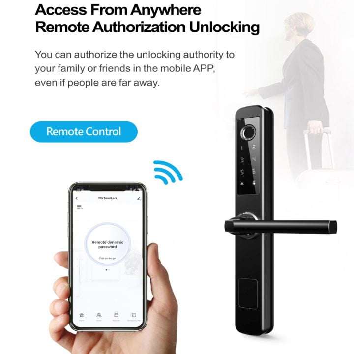 Smart Door Lock, F2 Fingerprint, Card, Code, Key | IP65 Outdoor | WiFi Tuya Smart Life