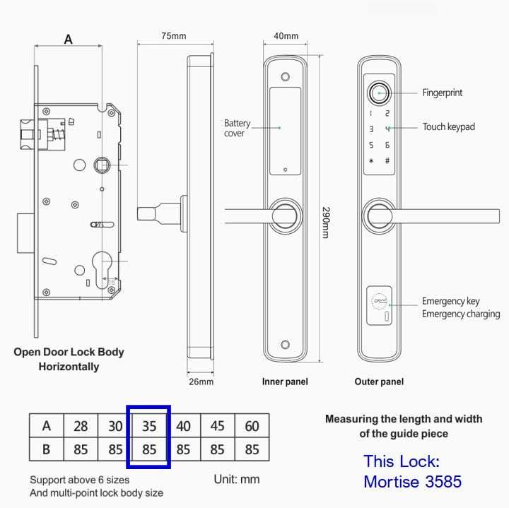Smart Door Lock, F2 Fingerprint, Card, Code, Key | IP65 Outdoor | WiFi Tuya Smart Life