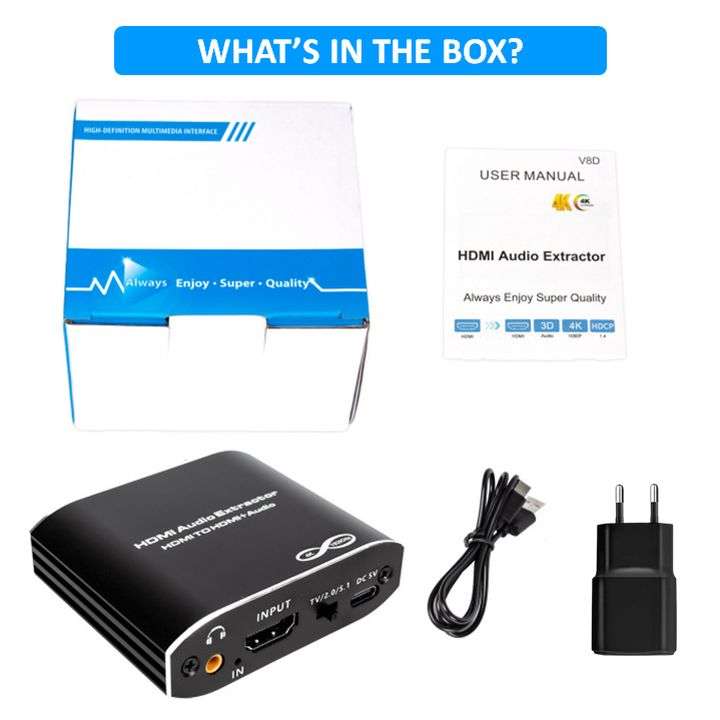 HDMI Audio Extractor, Xbox, Playstation Digital Audio, SPDIF Optical & AV outputs, 4K