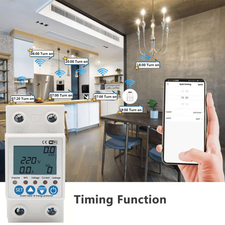 Smart Geyser Switch + Energy Consumption Monitor | 63A, 230VAC | WiFi Tuya Smart Life
