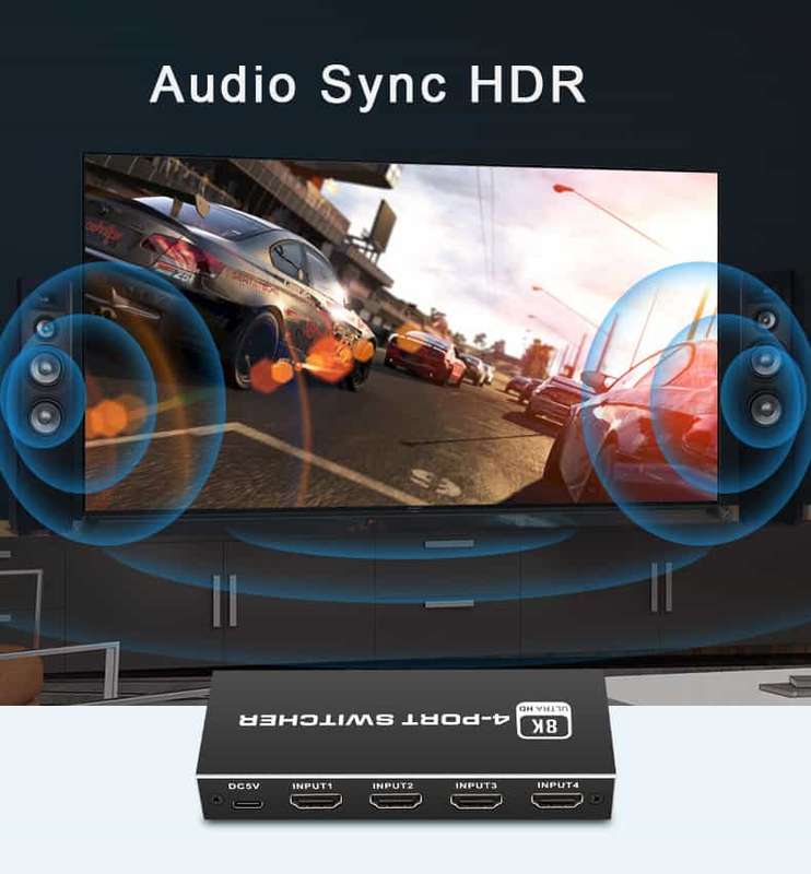 8K HDMI Switcher, HDCP2.3, 4Port, HDMI2.1, 4IN 1OUT, Best Spec