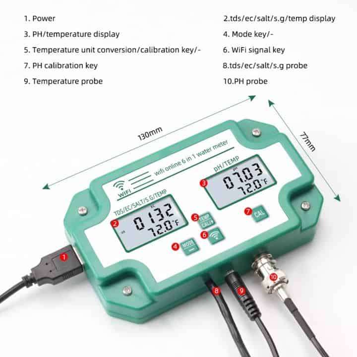Smart Water Quality Detector| TDS EC Salt Temp Ph S.G | WiFi Tuya Smart Life